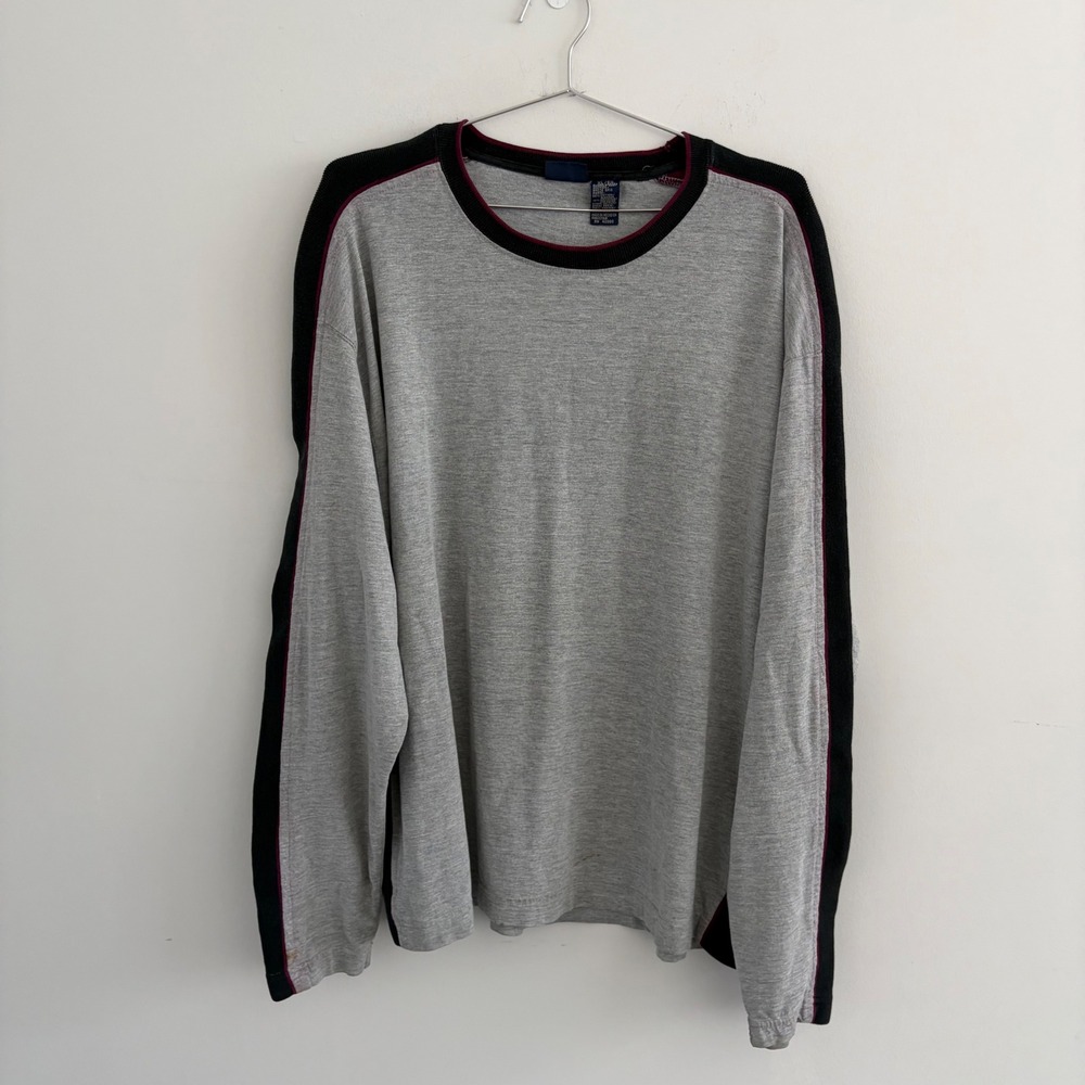 Route 66 Mens XL Long Sleeve Heather Grey Black Striped Shirt